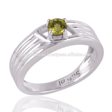 Peridot and 925 Silver Band Ring